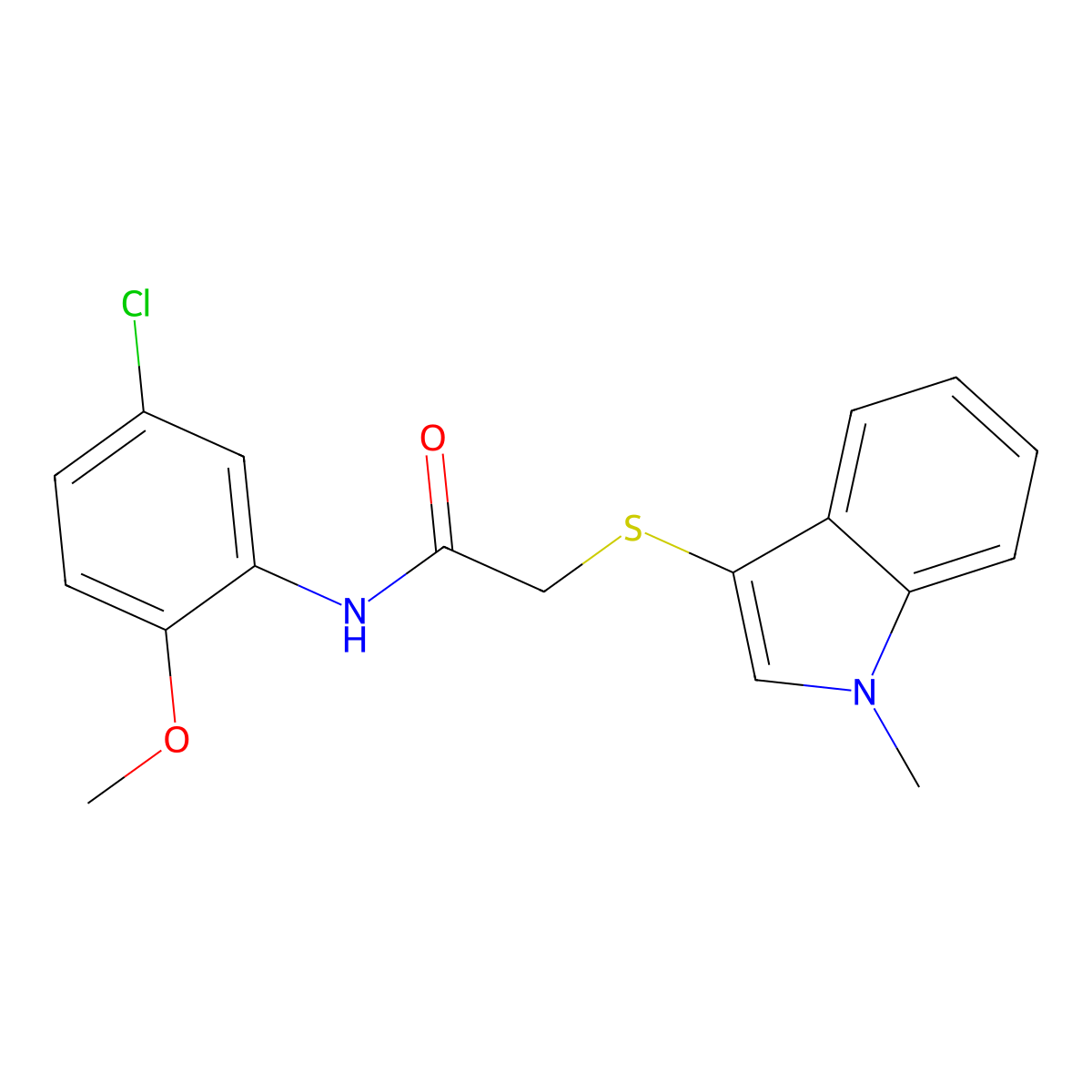 N-(5-chloro-2-methoxyphenyl)-2-(1-methylindol-3-yl)sulfanylacetamide molecular structure, CAS 851411-87-5