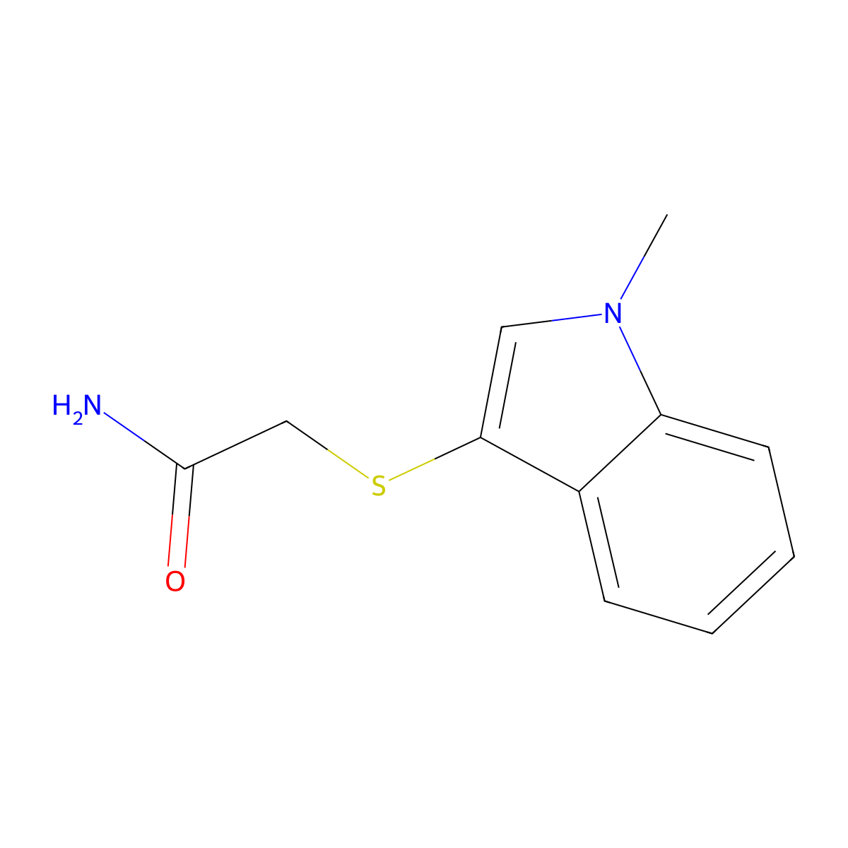 2-(1-Methylindol-3-yl)sulfanylacetamide molecular structure, CAS 851411-93-3