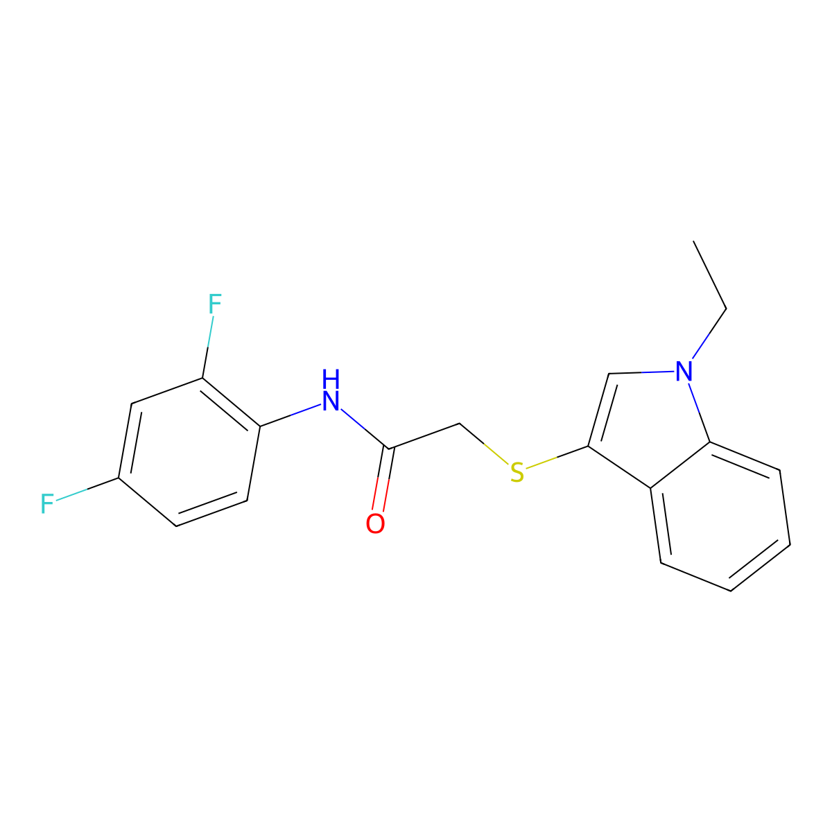 N-(2,4-difluorophenyl)-2-((1-ethyl-1H-indol-3-yl)thio)acetamide molecular structure, CAS 851411-94-4