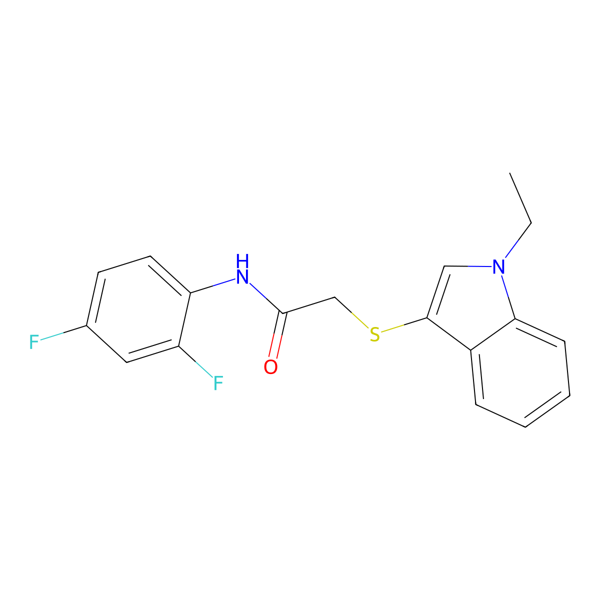 N-(2,4-difluorophenyl)-2-((1-ethyl-1H-indol-3-yl)thio)acetamide molecular structure, CAS 851411-94-4