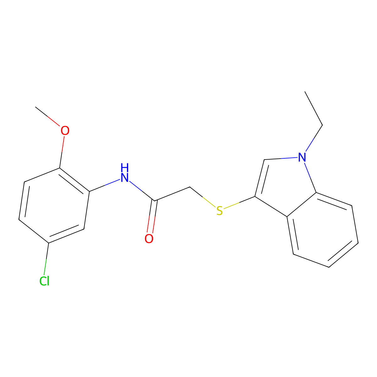 N-(5-chloro-2-methoxyphenyl)-2-((1-ethyl-1H-indol-3-yl)thio)acetamide molecular structure, CAS 851411-97-7
