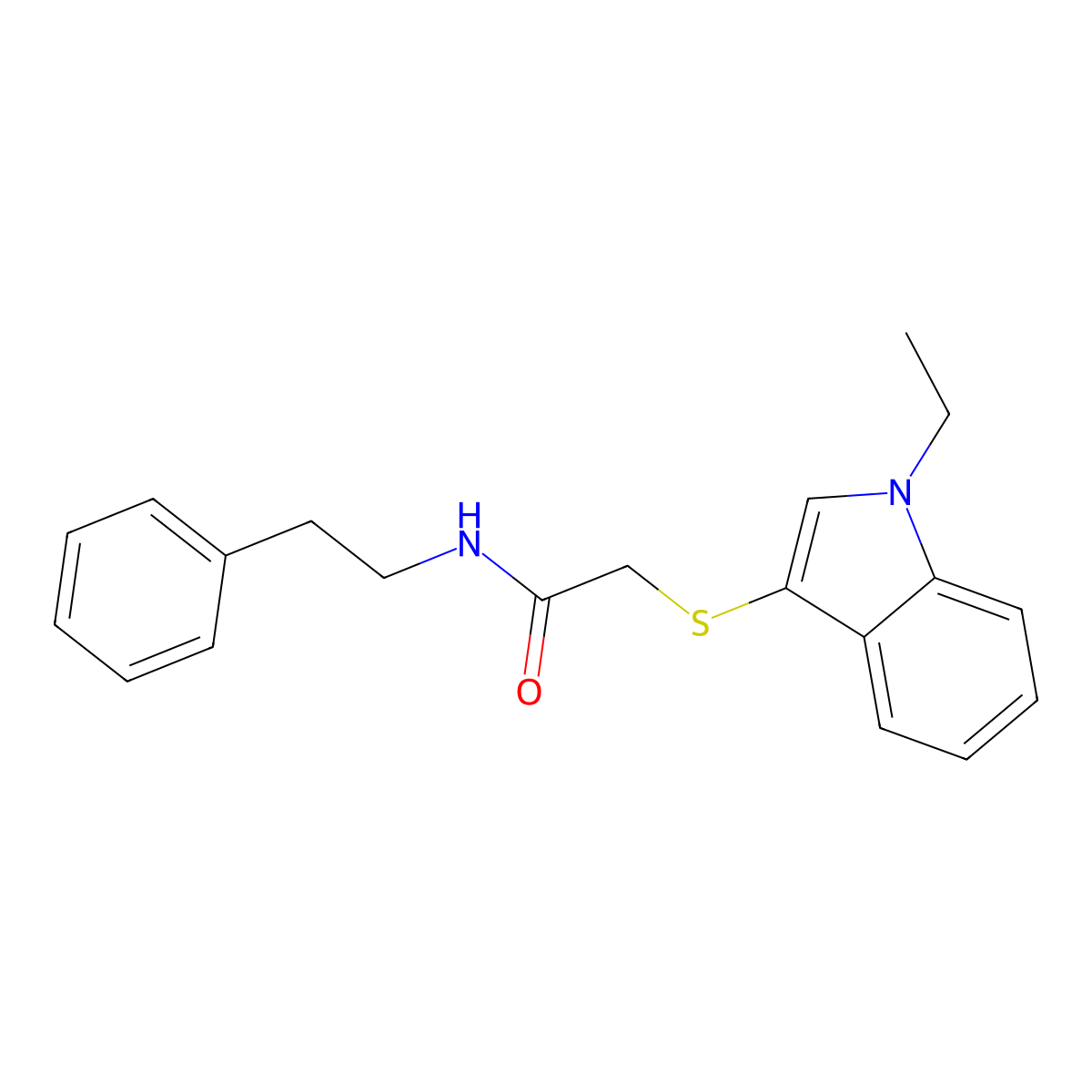 2-((1-ethyl-1H-indol-3-yl)thio)-N-phenethylacetamide molecular structure, CAS 851412-02-7