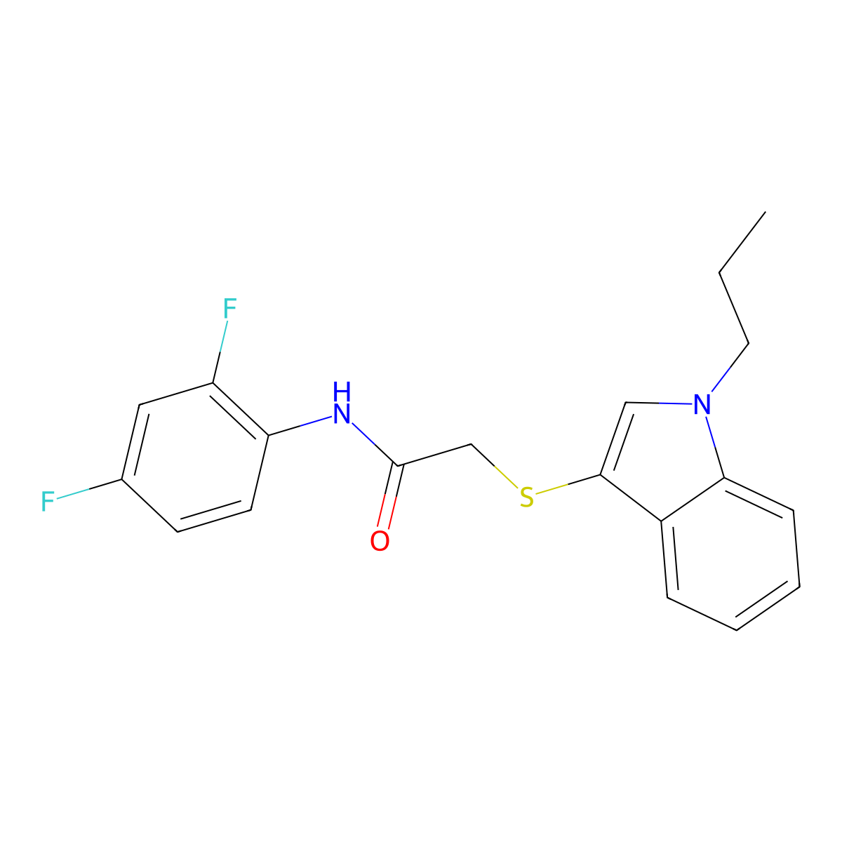 N-(2,4-difluorophenyl)-2-((1-propyl-1H-indol-3-yl)thio)acetamide molecular structure, CAS 851412-07-2