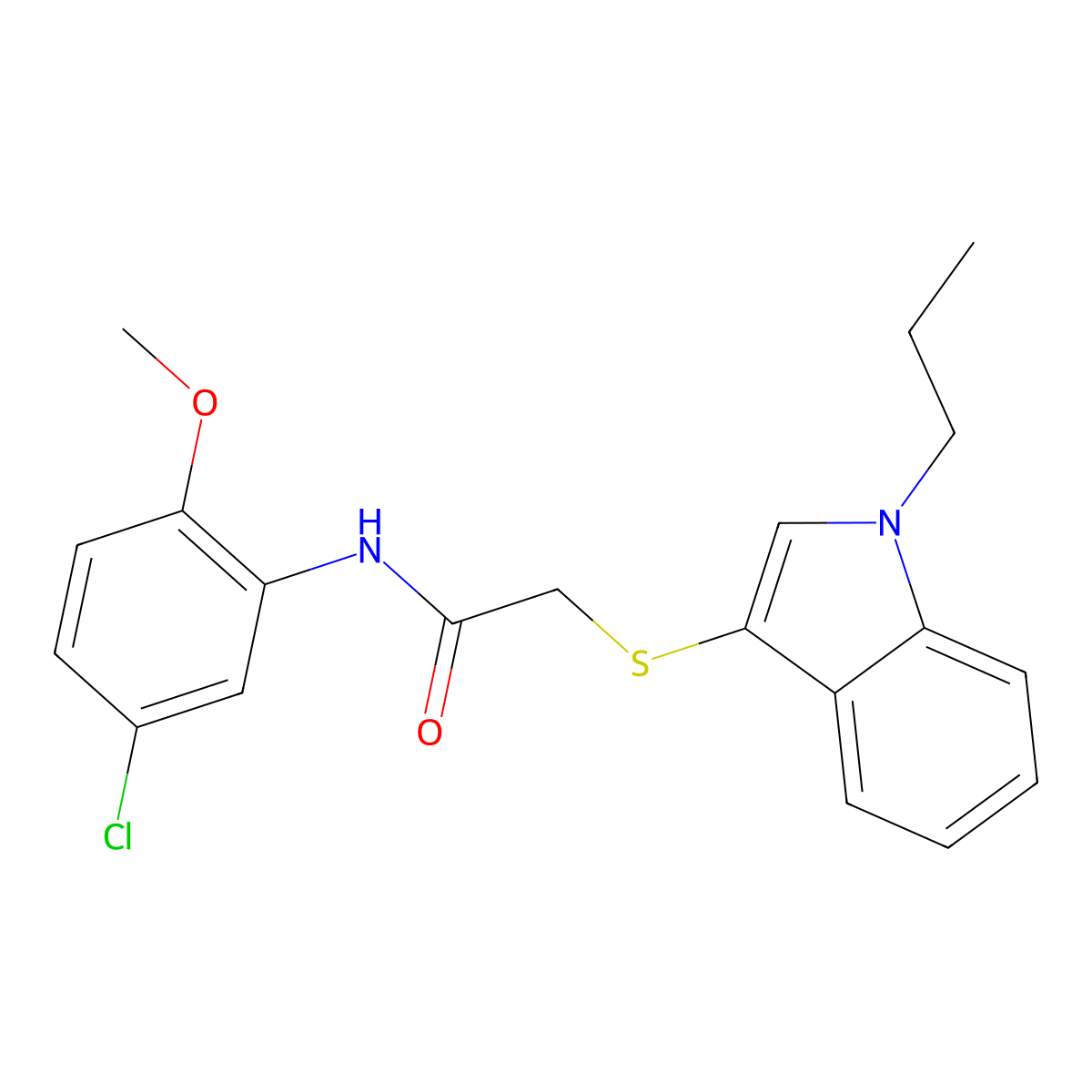 N-(5-chloro-2-methoxyphenyl)-2-((1-propyl-1H-indol-3-yl)thio)acetamide molecular structure, CAS 851412-09-4