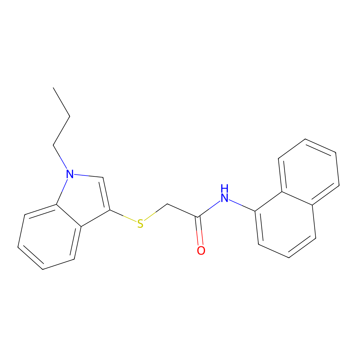 N-(naphthalen-1-yl)-2-((1-propyl-1H-indol-3-yl)thio)acetamide molecular structure, CAS 851412-10-7