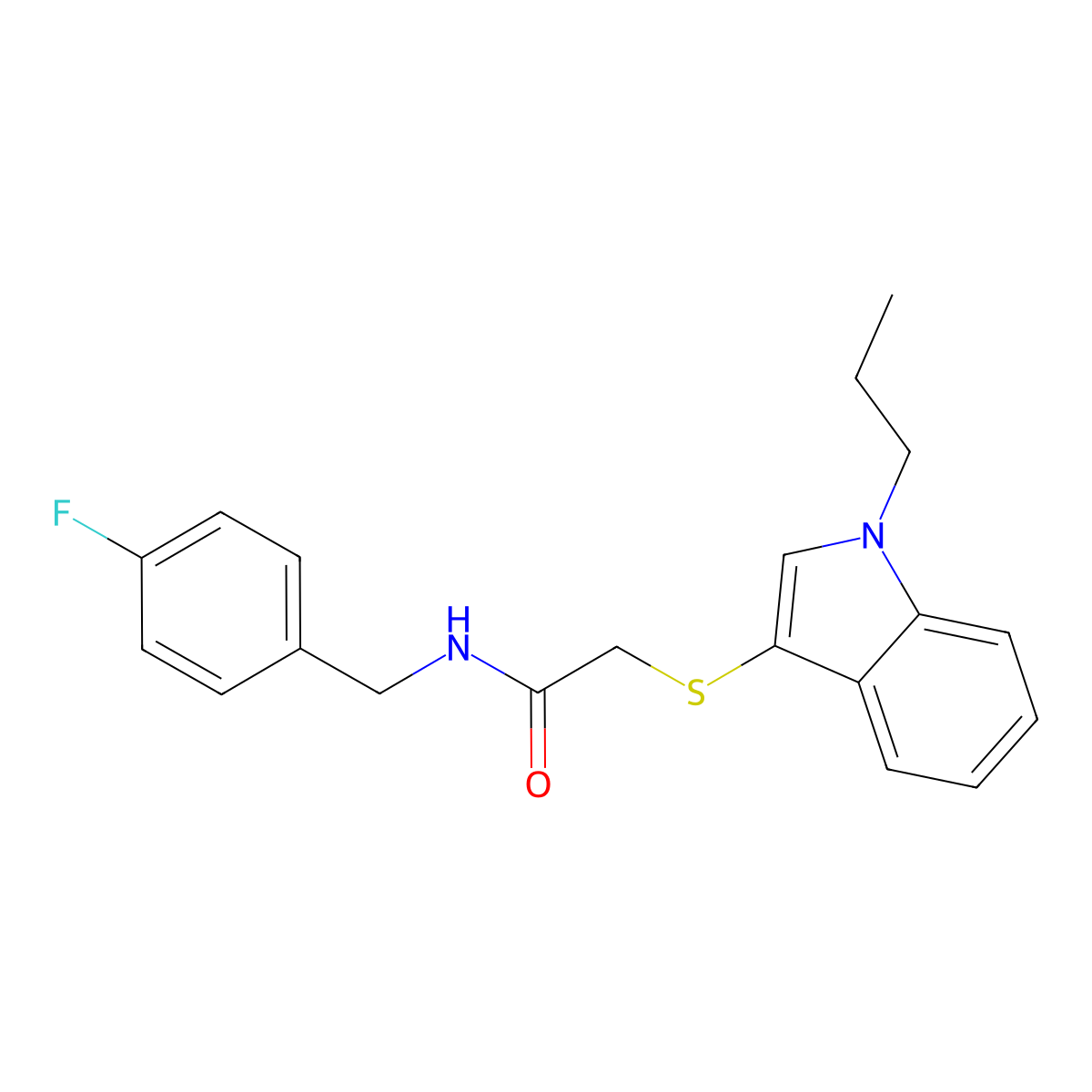 N-[(4-fluorophenyl)methyl]-2-(1-propylindol-3-yl)sulfanylacetamide molecular structure, CAS 851412-13-0