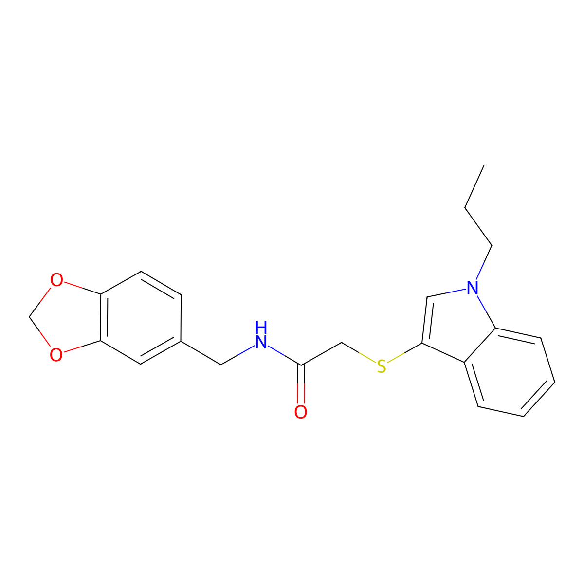 N-(benzo[d][1,3]dioxol-5-ylmethyl)-2-((1-propyl-1H-indol-3-yl)thio)acetamide molecular structure, CAS 851412-16-3