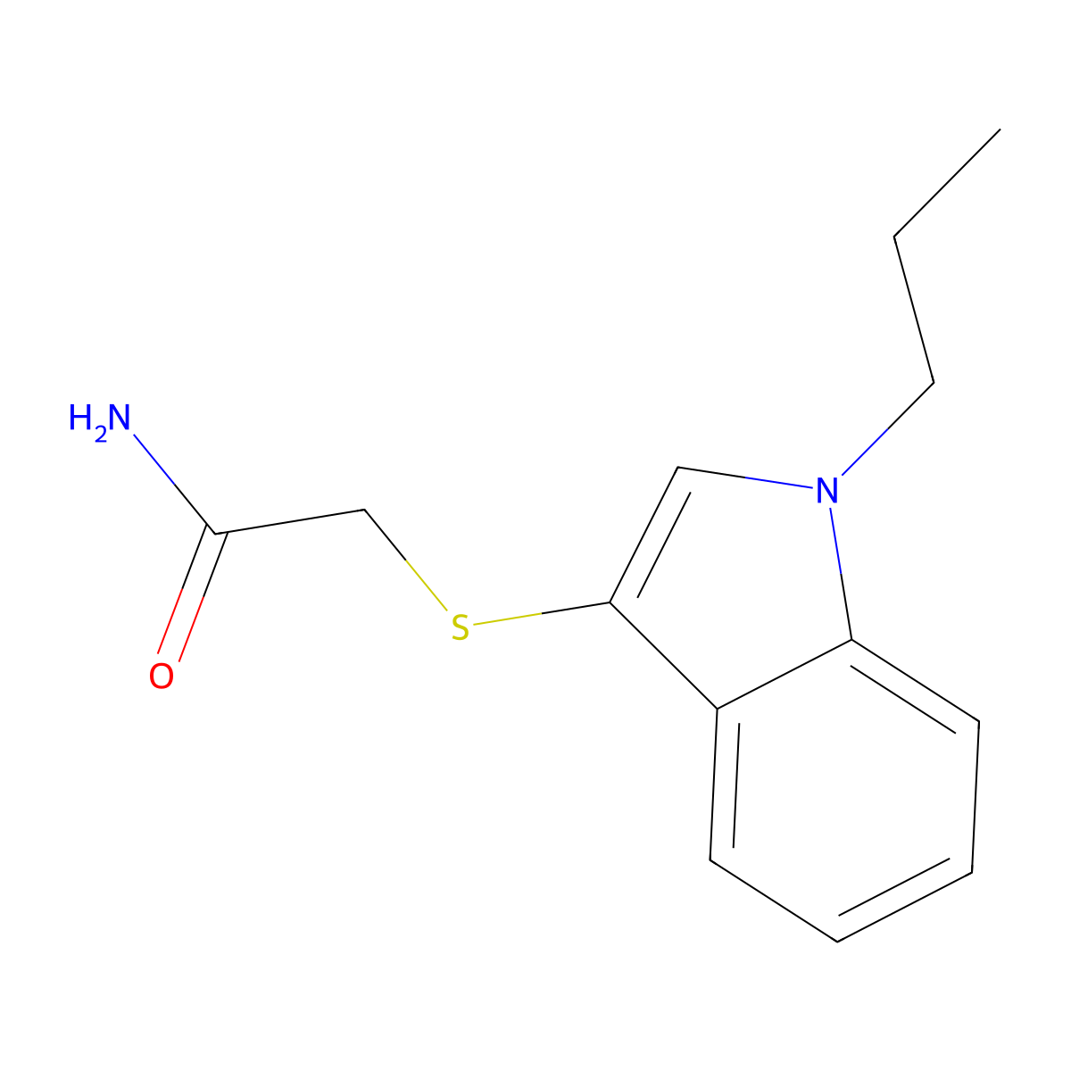 2-((1-propyl-1H-indol-3-yl)thio)acetamide molecular structure, CAS 851412-18-5