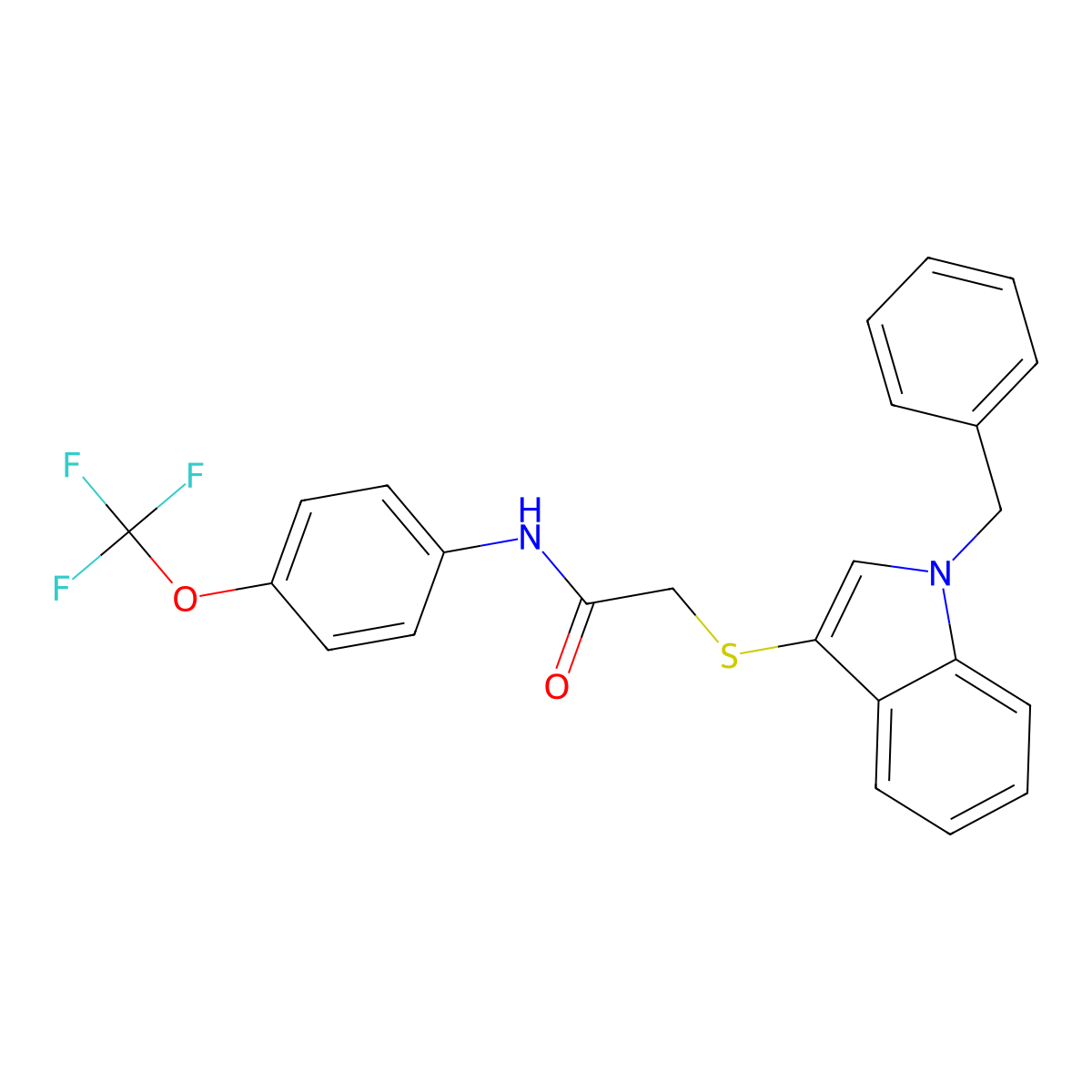 2-(1-benzylindol-3-yl)sulfanyl-N-[4-(trifluoromethoxy)phenyl]acetamide molecular structure, CAS 851412-19-6
