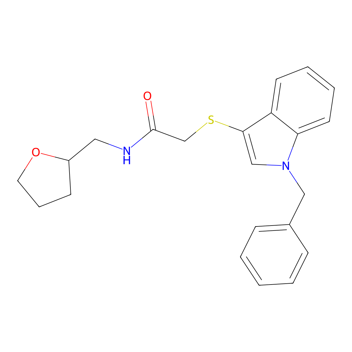 2-(1-benzylindol-3-yl)sulfanyl-N-(oxolan-2-ylmethyl)acetamide molecular structure, CAS 851412-20-9