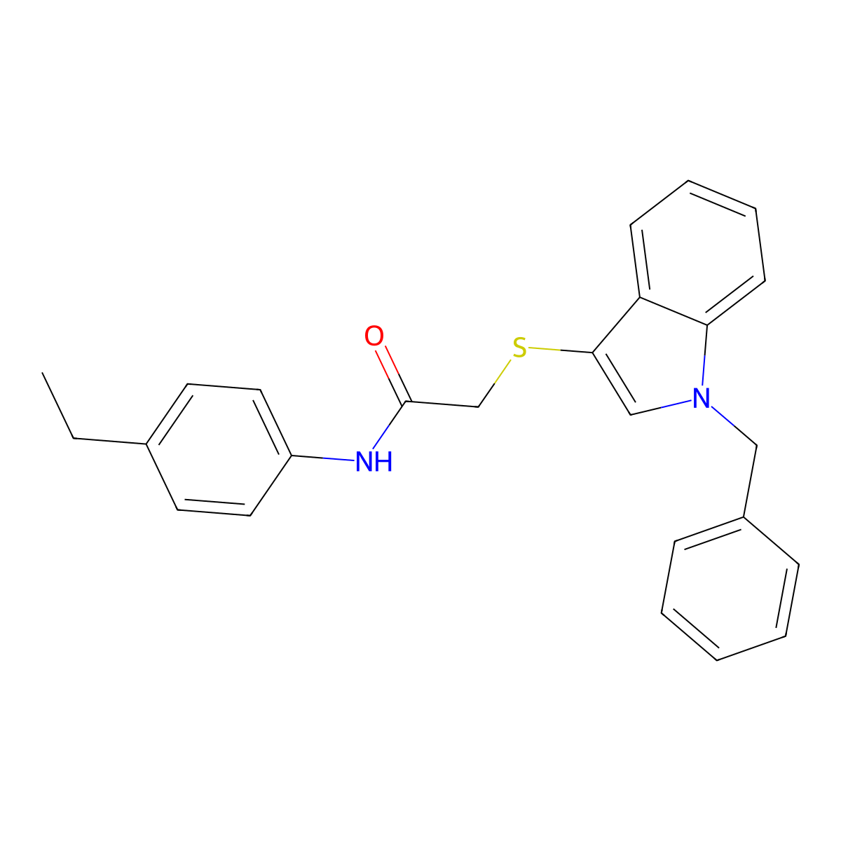 2-((1-benzyl-1H-indol-3-yl)thio)-N-(4-ethylphenyl)acetamide molecular structure, CAS 851412-22-1