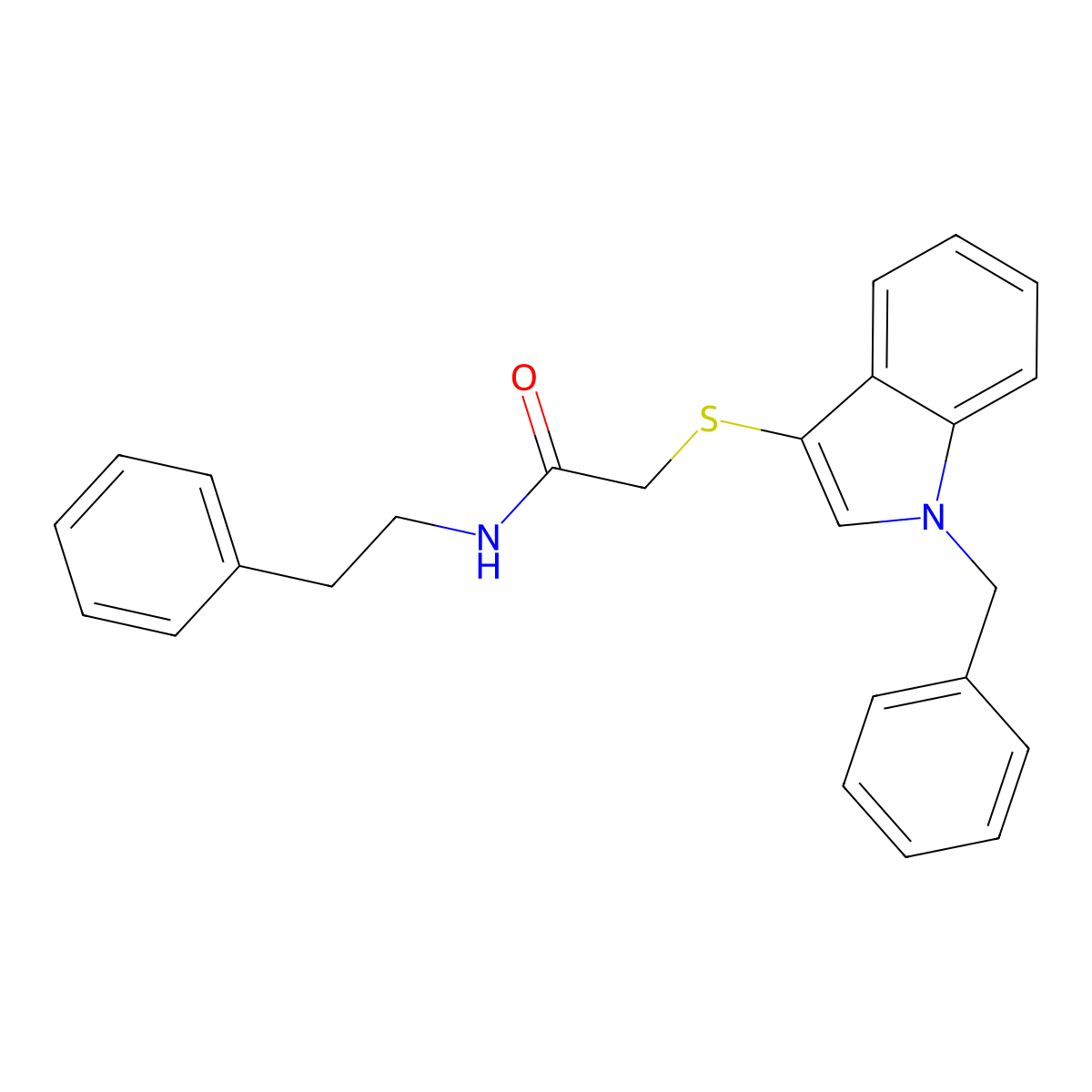 2-((1-benzyl-1H-indol-3-yl)thio)-N-phenethylacetamide molecular structure, CAS 851412-26-5