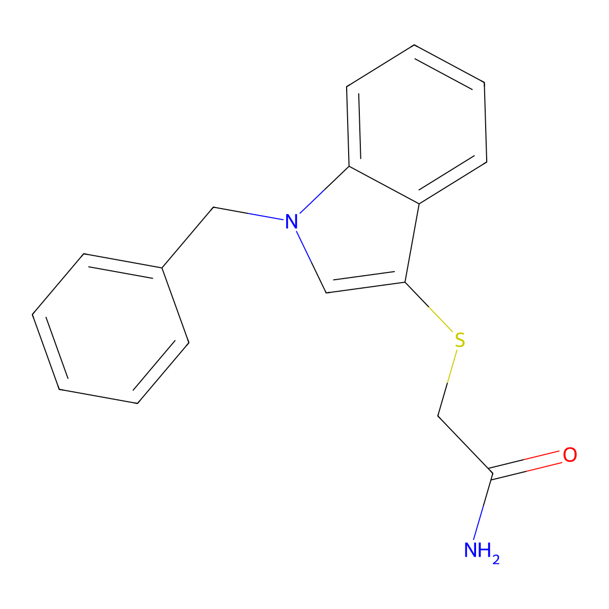 2-((1-benzyl-1H-indol-3-yl)thio)acetamide molecular structure, CAS 851412-29-8