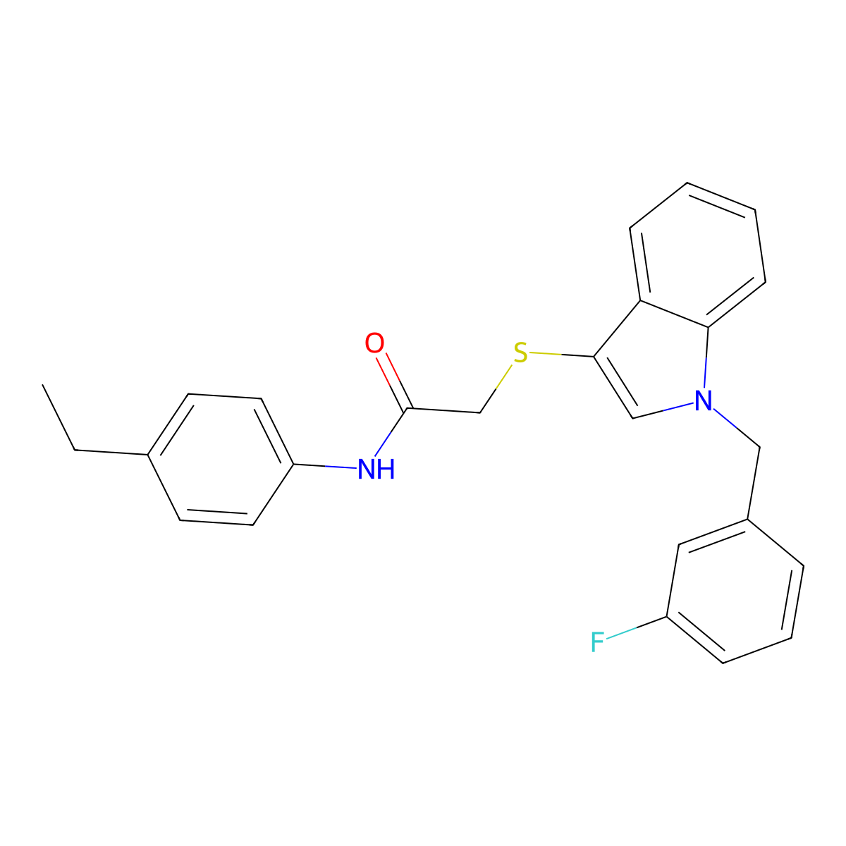 N-(4-ethylphenyl)-2-[1-[(3-fluorophenyl)methyl]indol-3-yl]sulfanylacetamide molecular structure, CAS 851412-33-4