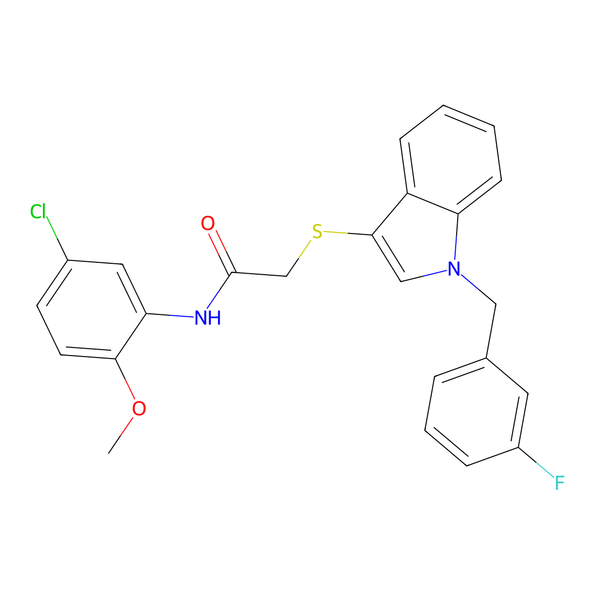 N-(5-chloro-2-methoxyphenyl)-2-[1-[(3-fluorophenyl)methyl]indol-3-yl]sulfanylacetamide molecular structure, CAS 851412-34-5