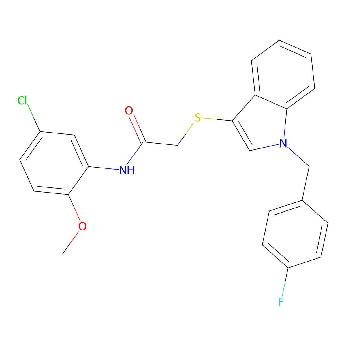 N-(5-chloro-2-methoxyphenyl)-2-[1-[(4-fluorophenyl)methyl]indol-3-yl]sulfanylacetamide molecular structure, CAS 851412-42-5
