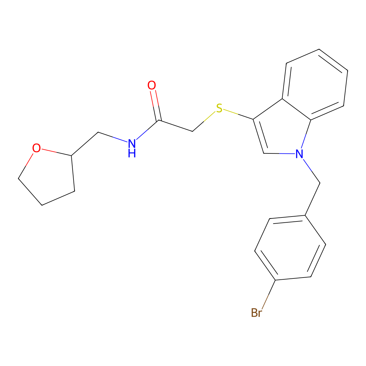 2-[1-[(4-bromophenyl)methyl]indol-3-yl]sulfanyl-N-(oxolan-2-ylmethyl)acetamide molecular structure, CAS 851412-44-7