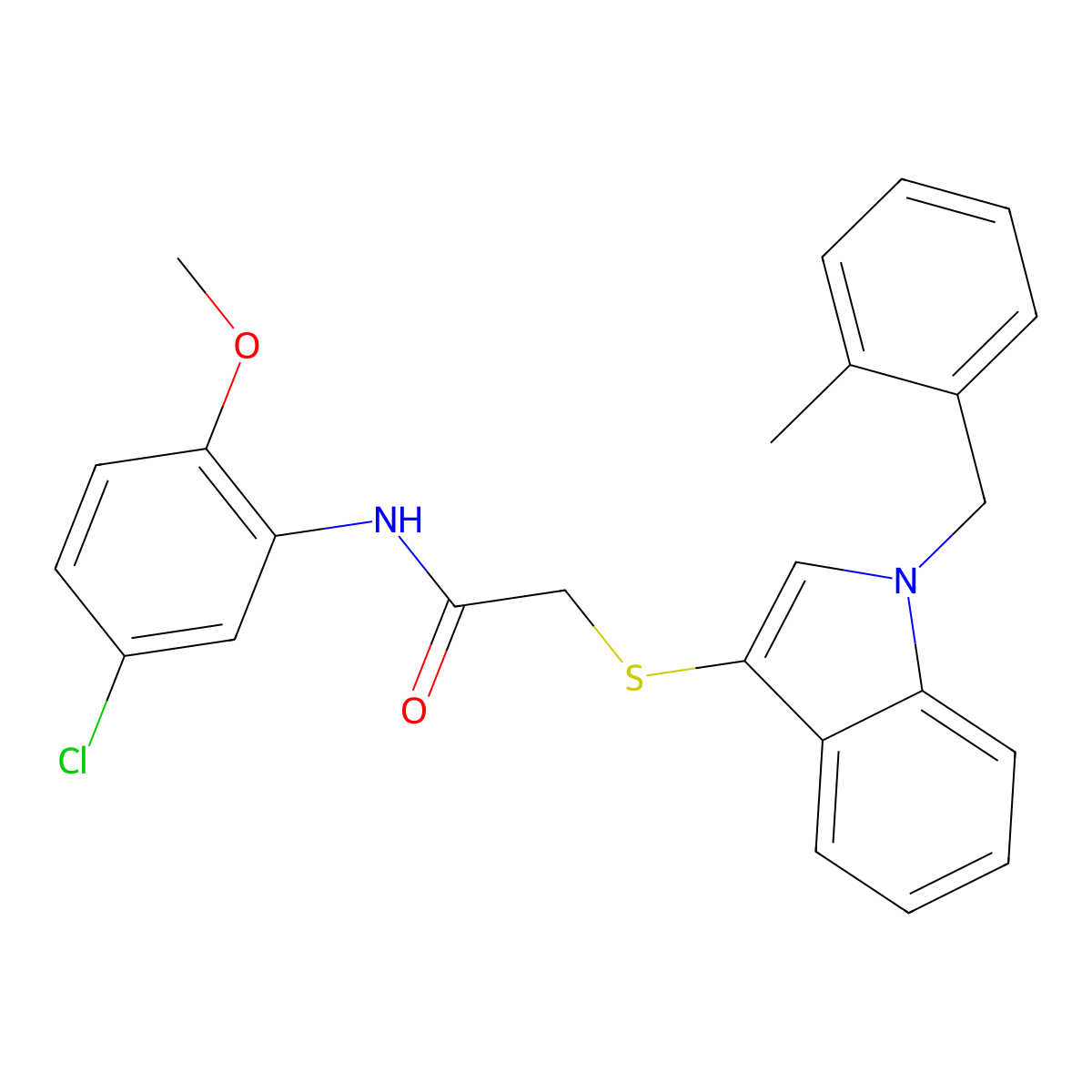 N-(5-chloro-2-methoxyphenyl)-2-((1-(2-methylbenzyl)-1H-indol-3-yl)thio)acetamide molecular structure, CAS 851412-51-6
