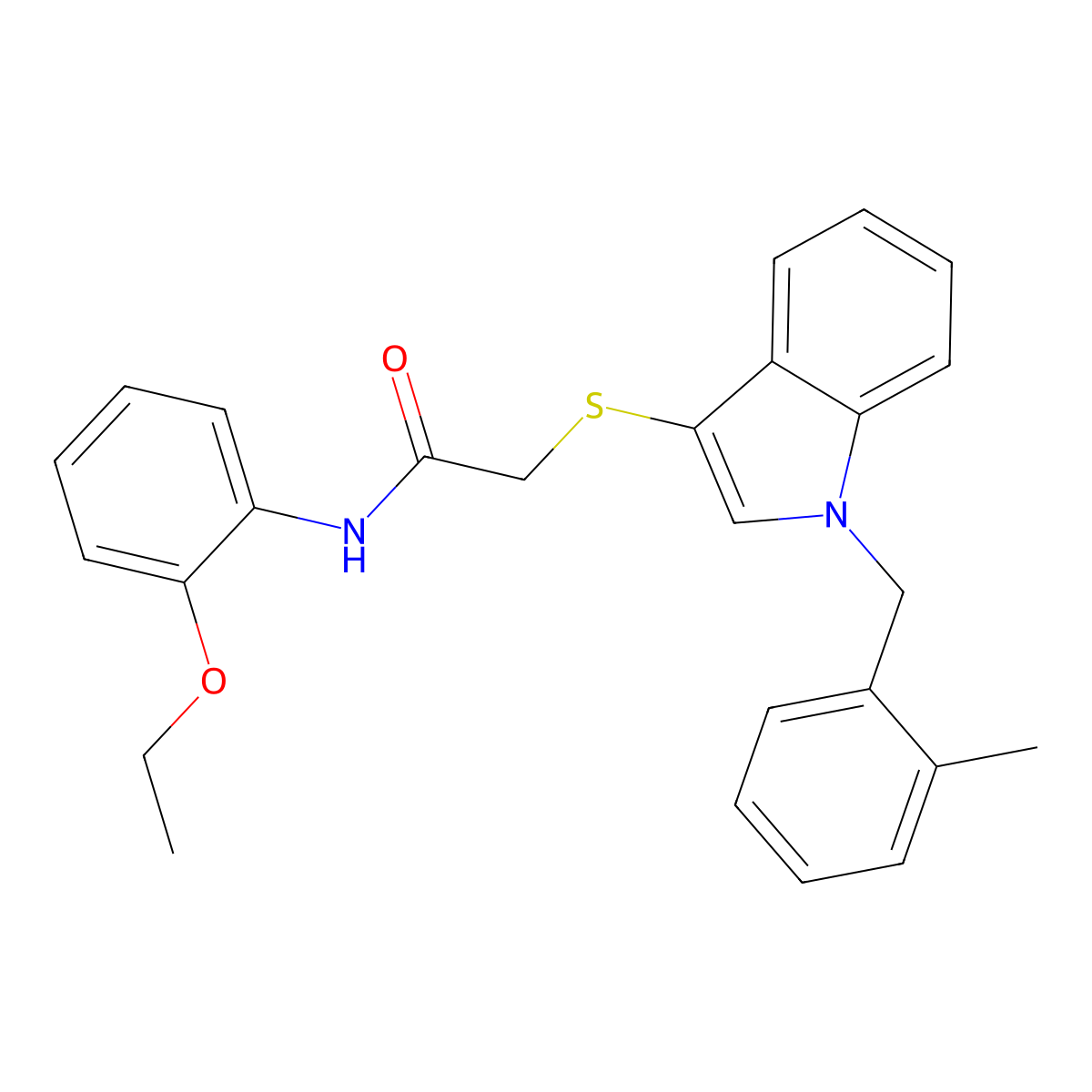 N-(2-ethoxyphenyl)-2-[1-[(2-methylphenyl)methyl]indol-3-yl]sulfanylacetamide molecular structure, CAS 851412-56-1