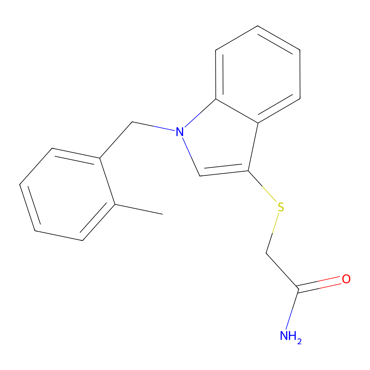 2-((1-(2-methylbenzyl)-1H-indol-3-yl)thio)acetamide molecular structure, CAS 851412-60-7