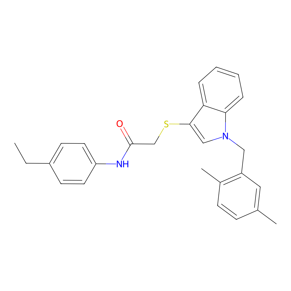 2-[1-[(2,5-dimethylphenyl)methyl]indol-3-yl]sulfanyl-N-(4-ethylphenyl)acetamide molecular structure, CAS 851412-66-3