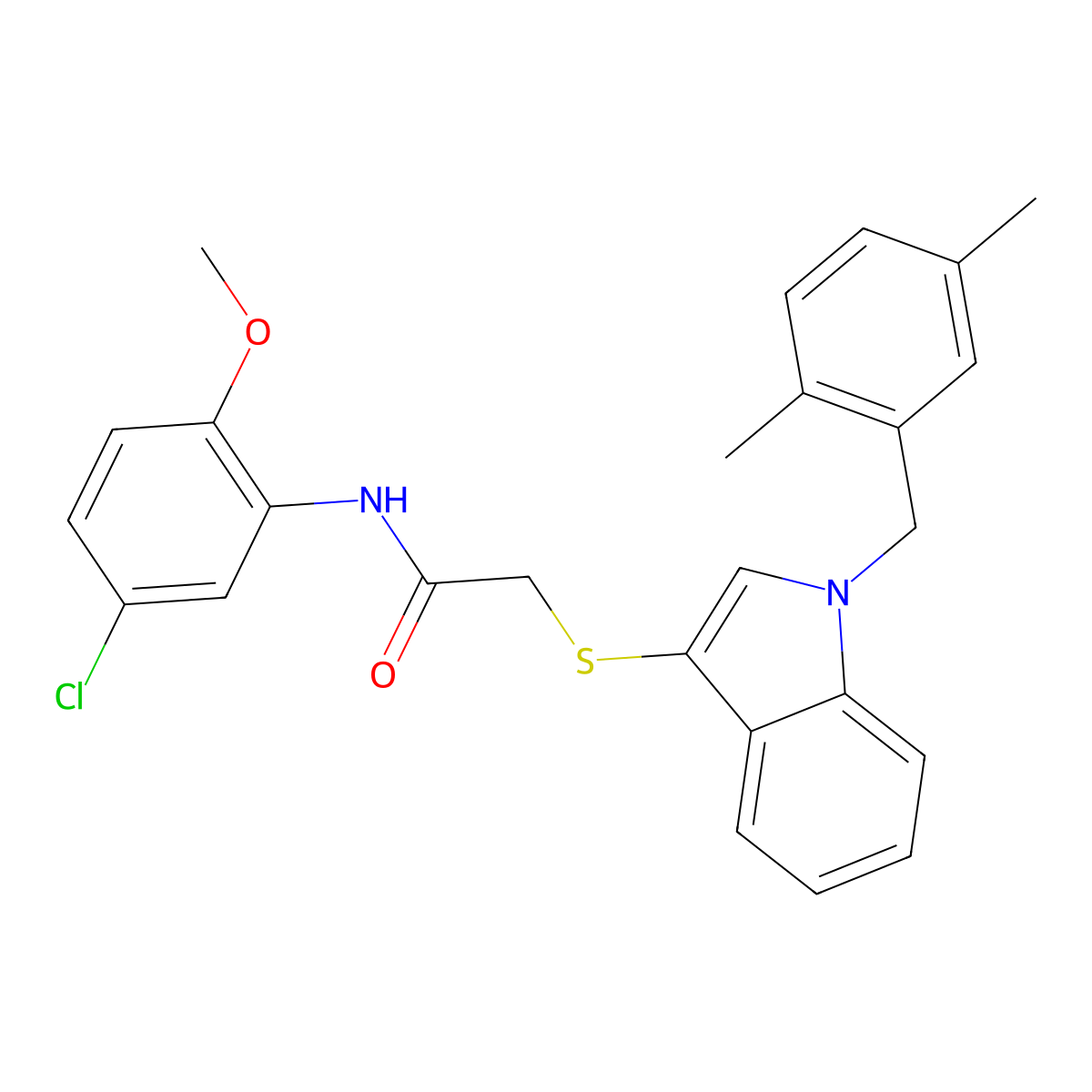 N-(5-chloro-2-methoxyphenyl)-2-((1-(2,5-dimethylbenzyl)-1H-indol-3-yl)thio)acetamide molecular structure, CAS 851412-67-4