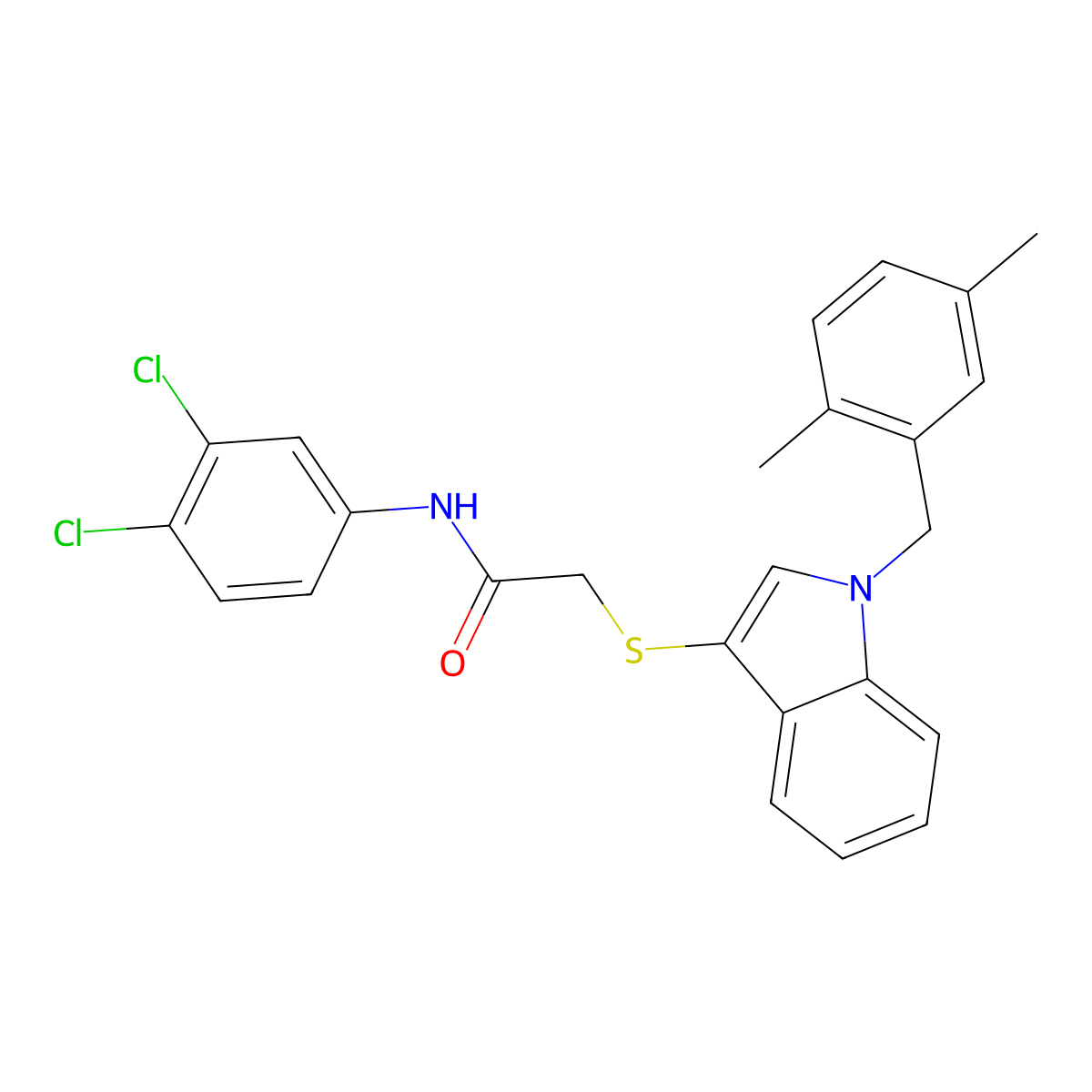 N-(3,4-dichlorophenyl)-2-[1-[(2,5-dimethylphenyl)methyl]indol-3-yl]sulfanylacetamide molecular structure, CAS 851412-72-1