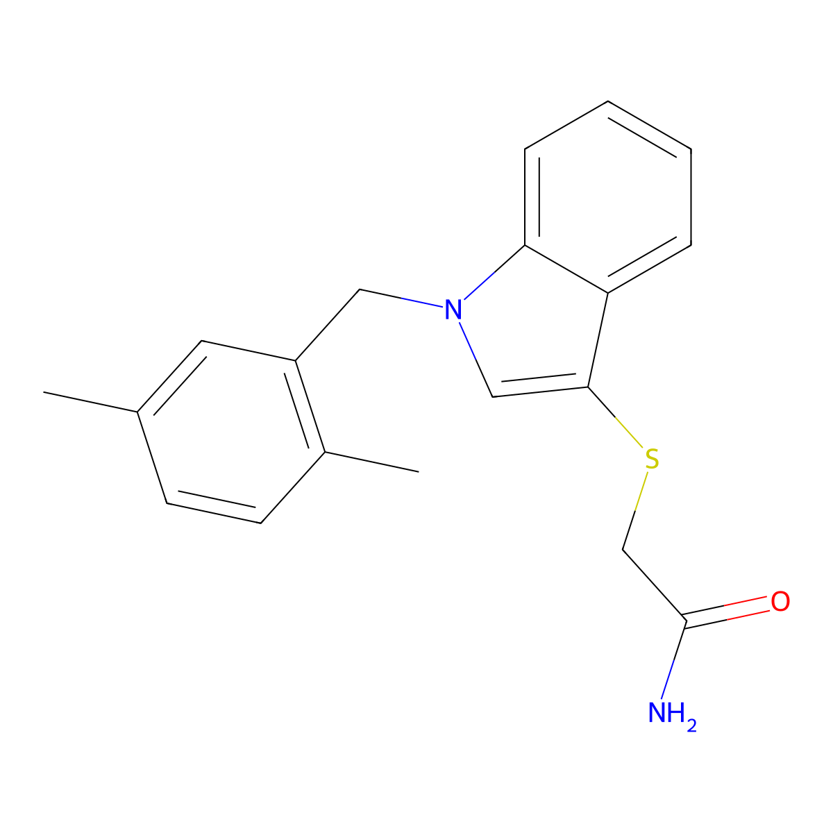 2-((1-(2,5-dimethylbenzyl)-1H-indol-3-yl)thio)acetamide molecular structure, CAS 851412-76-5