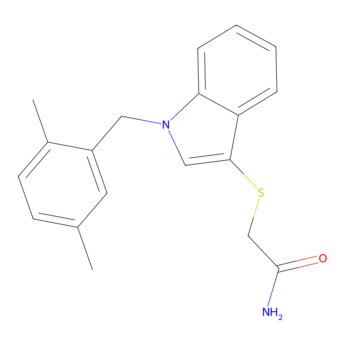 2-((1-(2,5-dimethylbenzyl)-1H-indol-3-yl)thio)acetamide molecular structure, CAS 851412-76-5