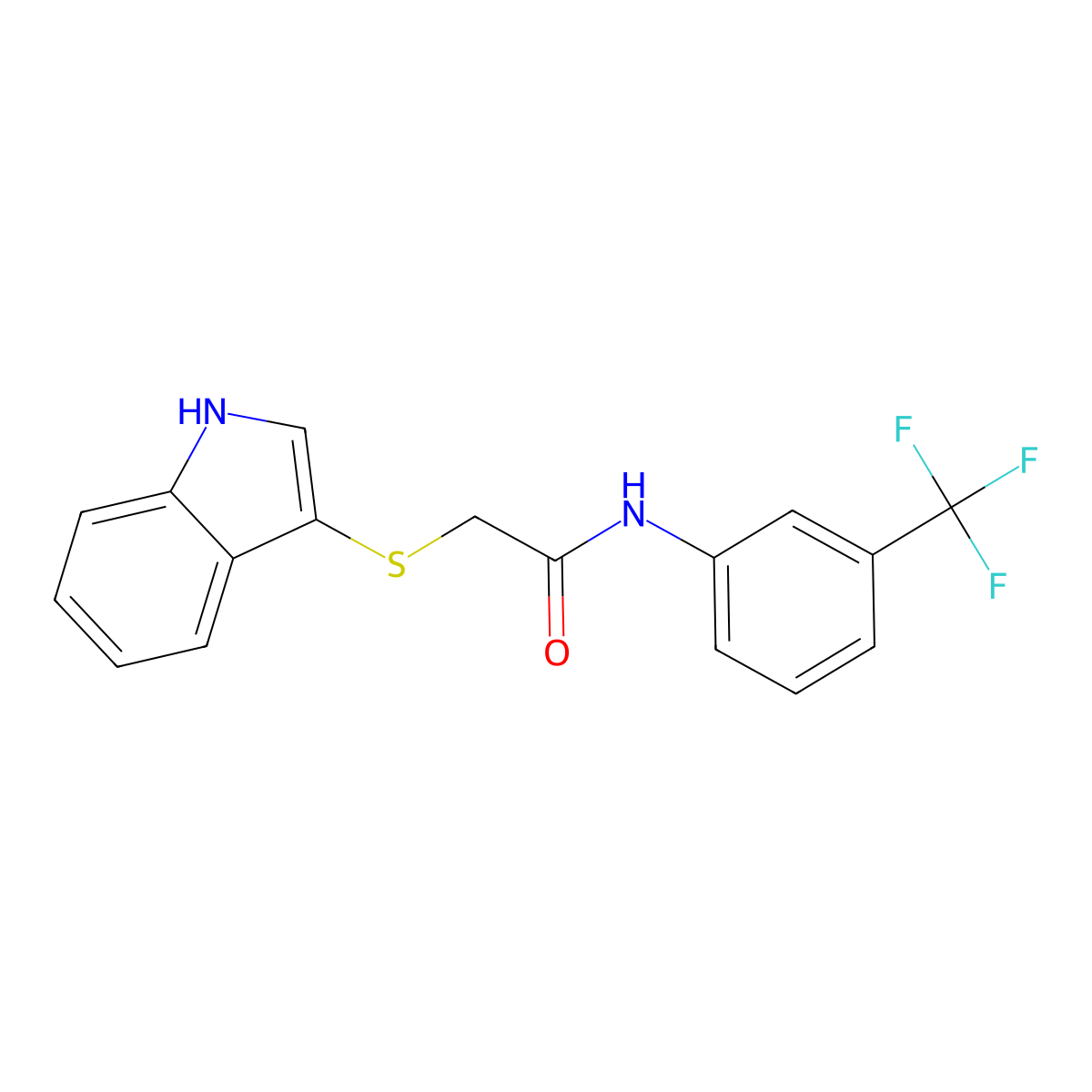 2-(1H-indol-3-ylsulfanyl)-N-[3-(trifluoromethyl)phenyl]acetamide molecular structure, CAS 851412-79-8