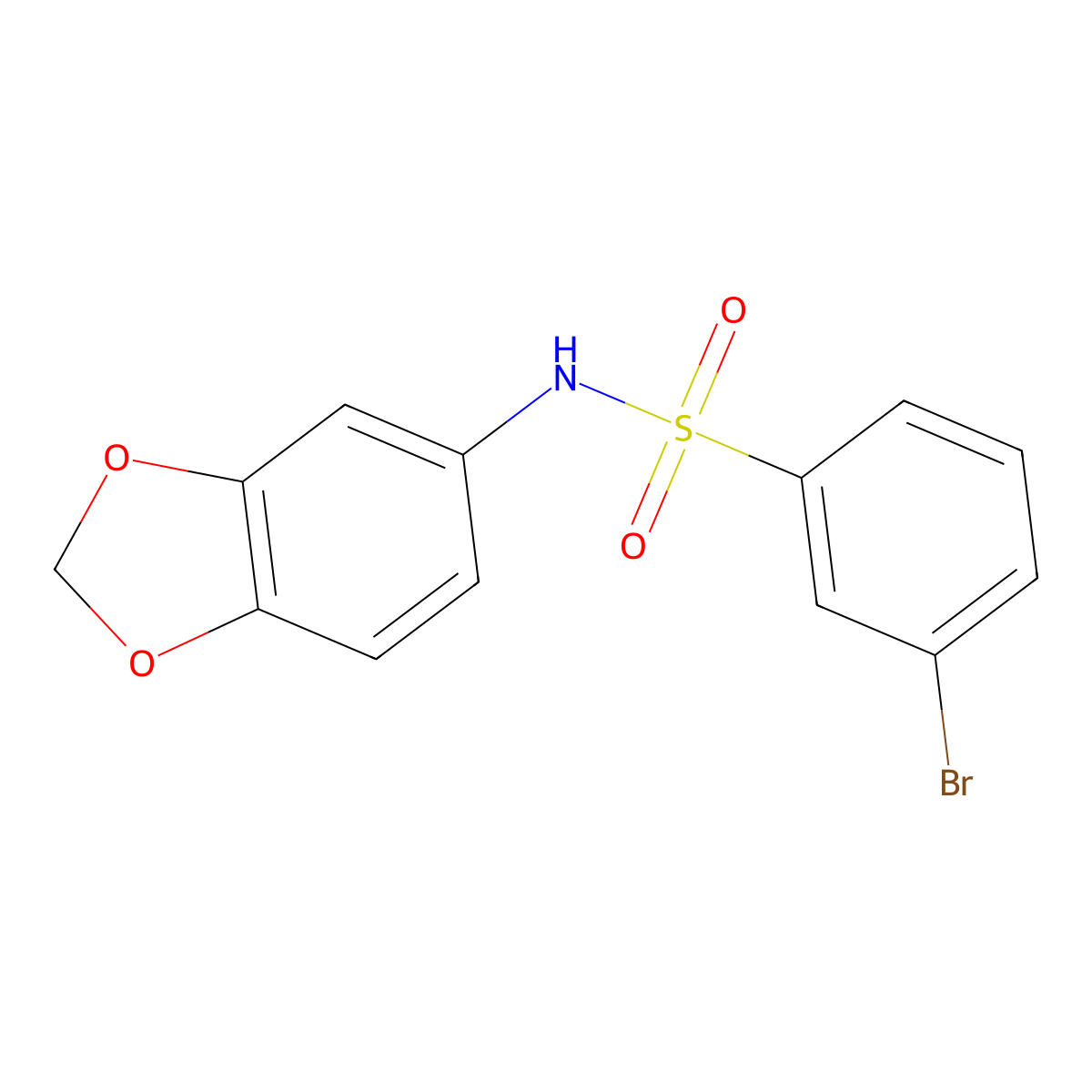 N-(1,3-benzodioxol-5-yl)-3-bromobenzenesulfonamide molecular structure, CAS 851414-50-1