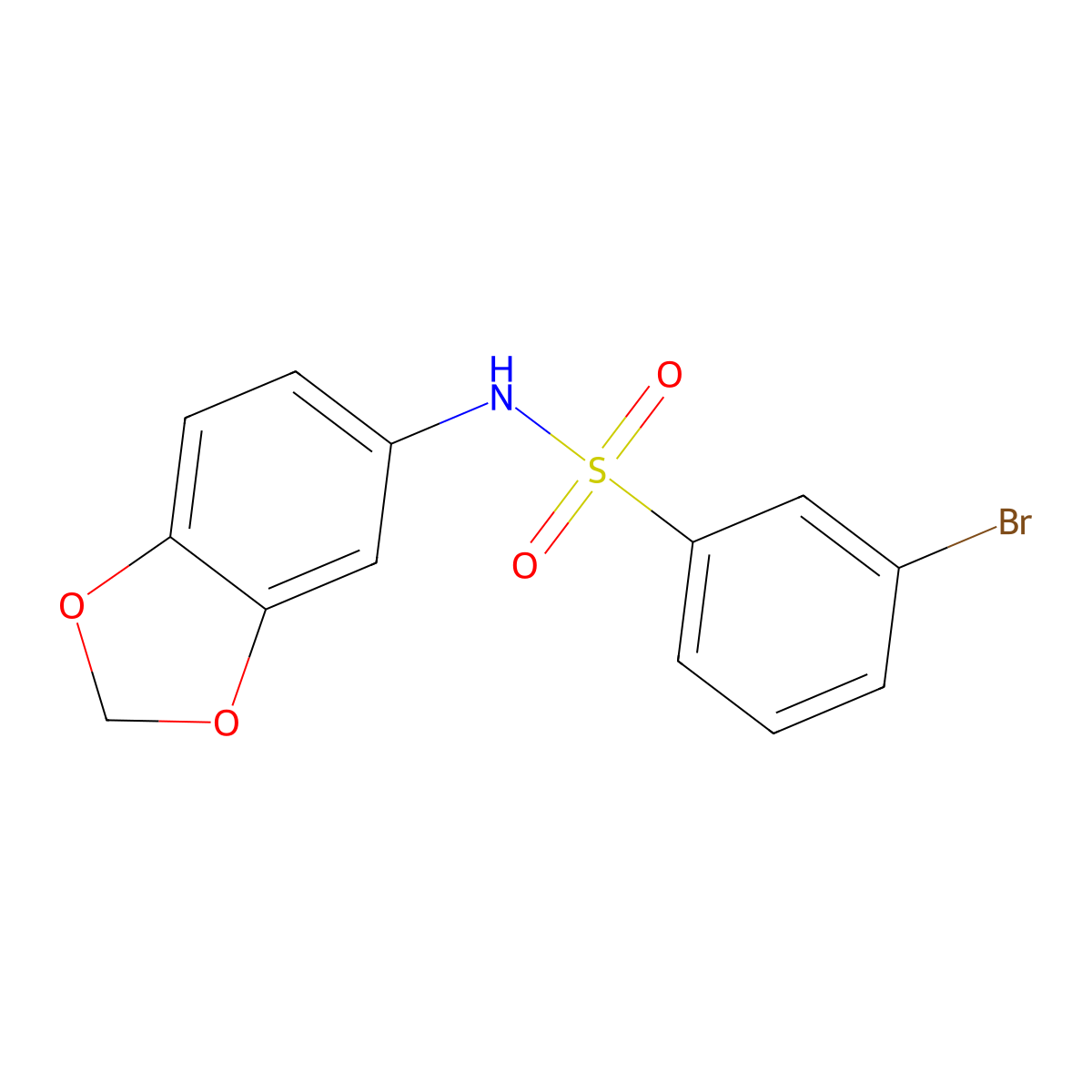 N-(1,3-benzodioxol-5-yl)-3-bromobenzenesulfonamide molecular structure, CAS 851414-50-1