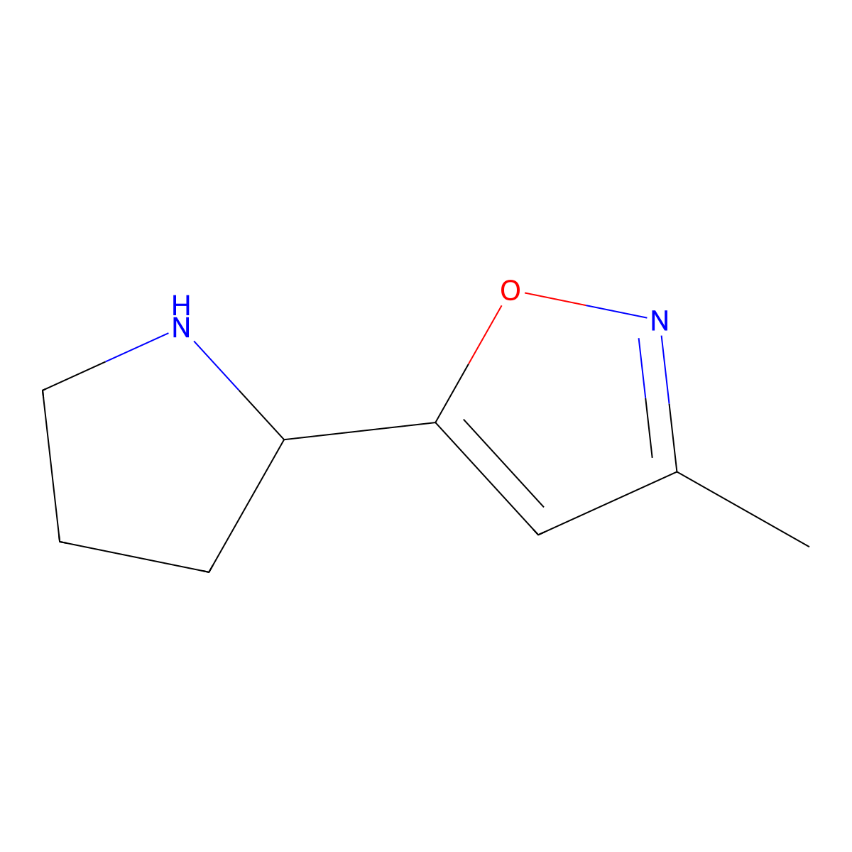 3-Methyl-5-(pyrrolidin-2-yl)-1,2-oxazole molecular structure, CAS 851434-82-7