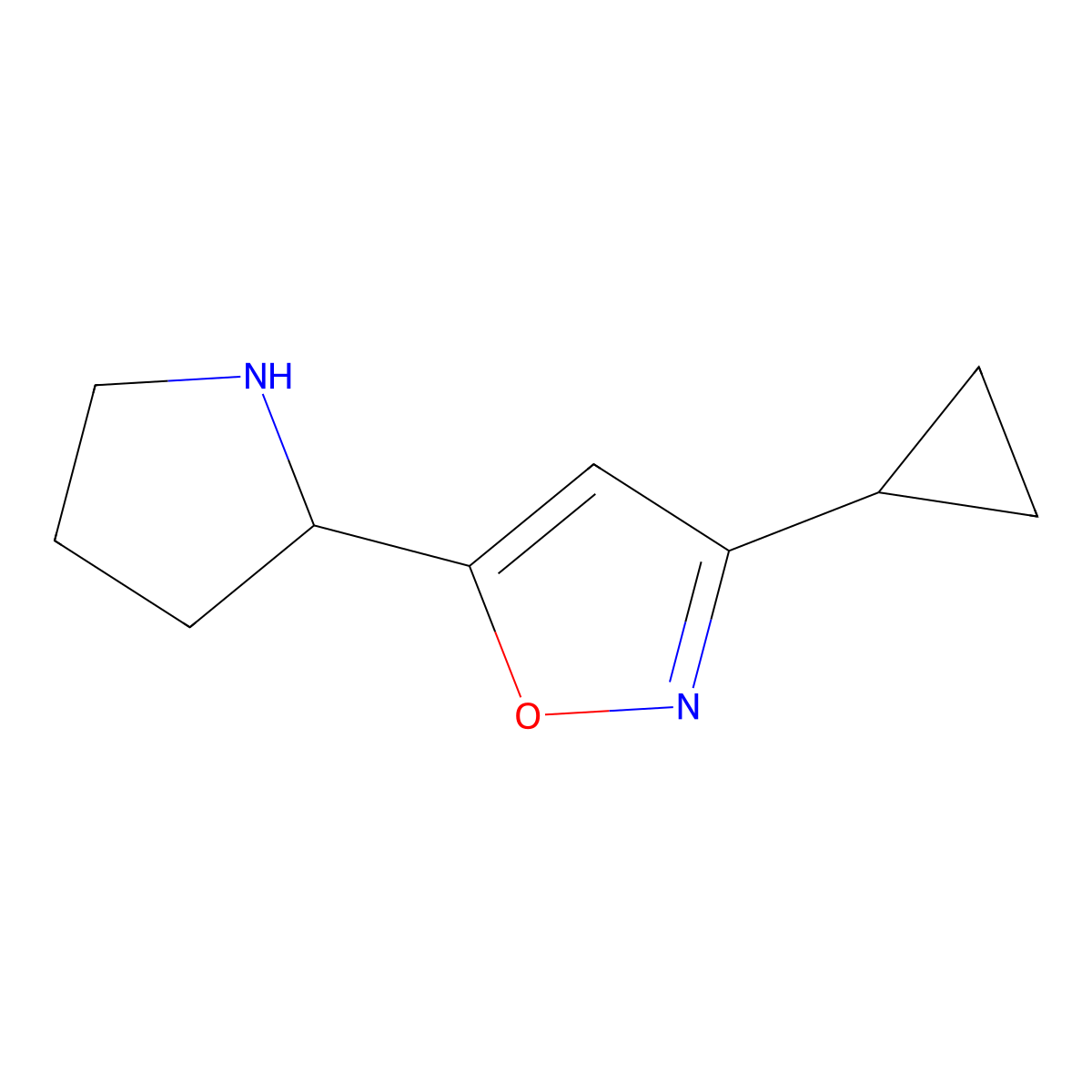 3-Cyclopropyl-5-(2-pyrrolidinyl)isoxazole molecular structure, CAS 851434-83-8