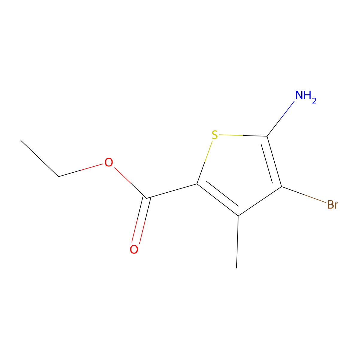 Ethyl 5-amino-4-bromo-3-methylthiophene-2-carboxylate molecular structure, CAS 851443-15-7