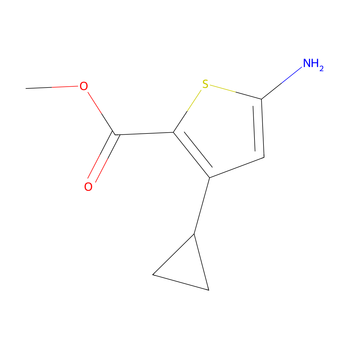 2-Thiophenecarboxylic acid, 5-amino-3-cyclopropyl-, methyl ester molecular structure, CAS 851443-16-8