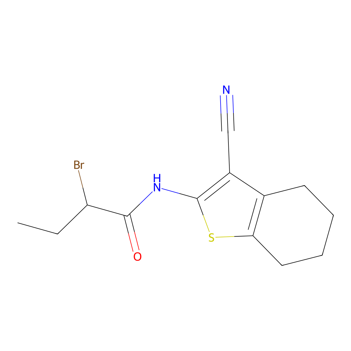 2-Bromo-N-(3-cyano-4,5,6,7-tetrahydro-1-benzothien-2-yl)butanamide molecular structure, CAS 851444-45-6