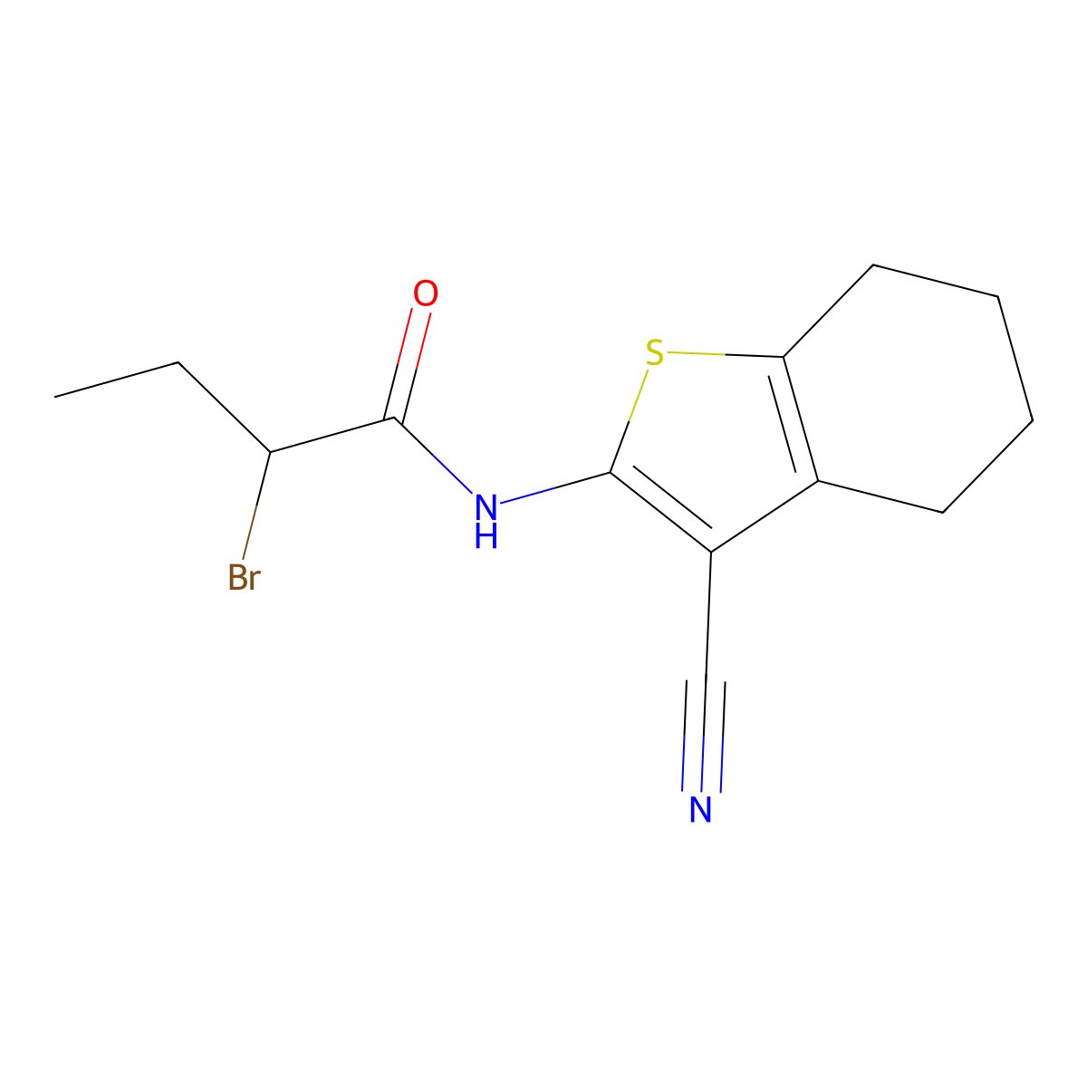 2-Bromo-N-(3-cyano-4,5,6,7-tetrahydro-1-benzothien-2-yl)butanamide molecular structure, CAS 851444-45-6