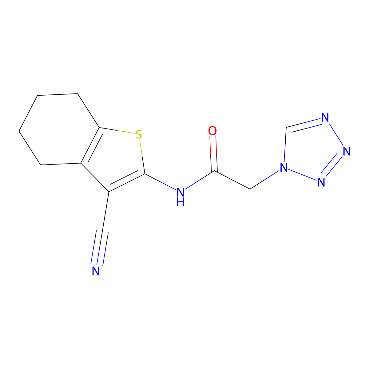 N-(3-cyano-4,5,6,7-tetrahydro-1-benzothiophen-2-yl)-2-(tetrazol-1-yl)acetamide molecular structure, CAS 851444-78-5