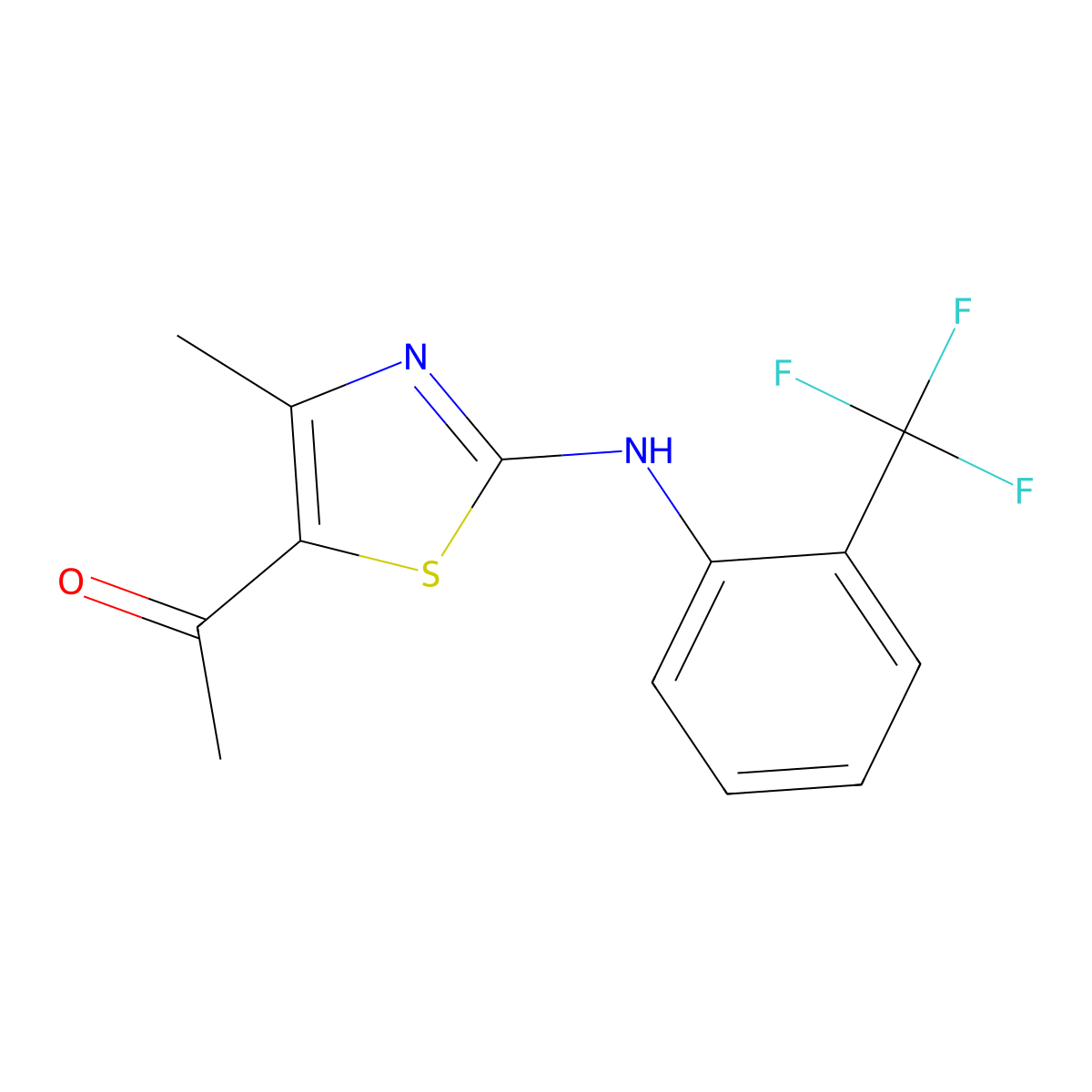 1-(4-Methyl-2-{[2-(trifluoromethyl)phenyl]amino}-1,3-thiazol-5-yl)ethan-1-one molecular structure, CAS 851450-38-9