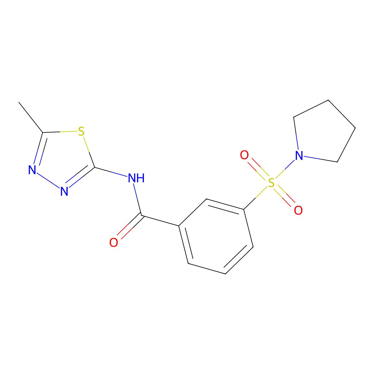 N-(5-methyl-1,3,4-thiadiazol-2-yl)-3-(pyrrolidin-1-ylsulfonyl)benzamide molecular structure, CAS 851452-51-2