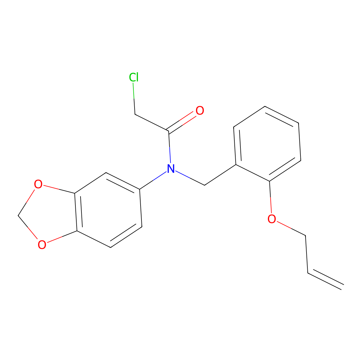 N-(1,3-dioxaindan-5-yl)-2-chloro-N-{[2-(prop-2-en-1-yloxy)phenyl]methyl}acetamide molecular structure, CAS 851452-58-9