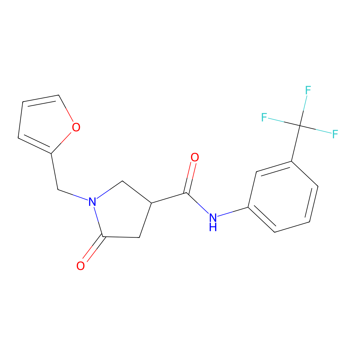 1-(furan-2-ylmethyl)-5-oxo-N-[3-(trifluoromethyl)phenyl]pyrrolidine-3-carboxamide molecular structure, CAS 851452-74-9
