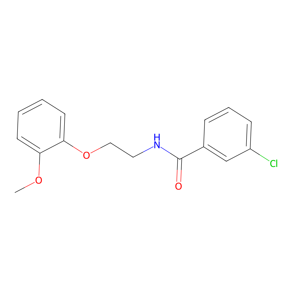 3-chloro-N-[2-(2-methoxyphenoxy)ethyl]benzamide molecular structure, CAS 851454-78-9
