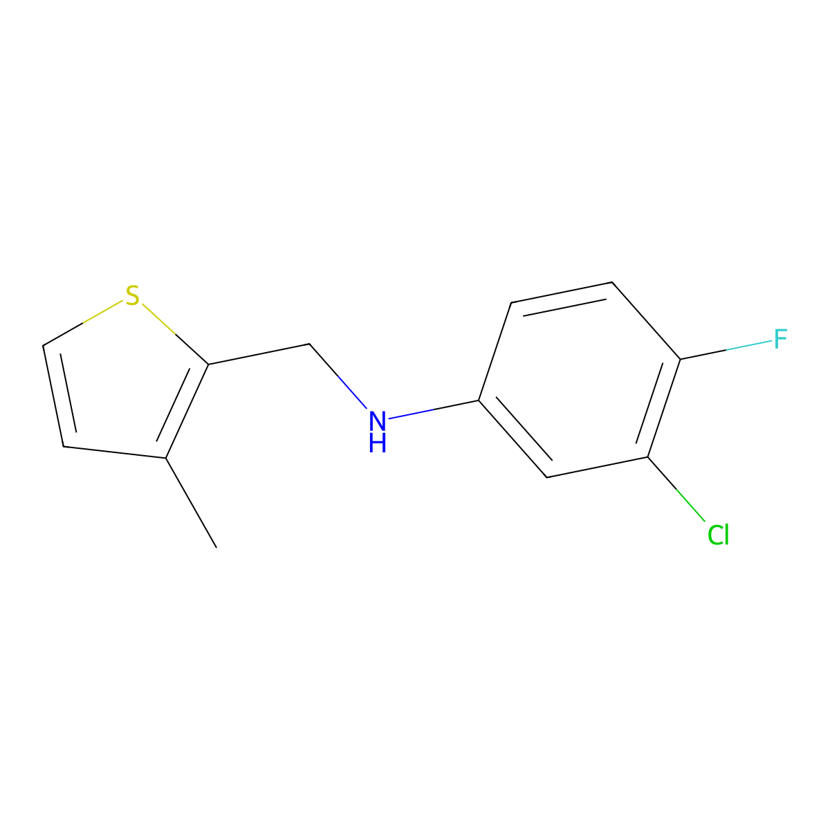 3-chloro-4-fluoro-N-[(3-methylthiophen-2-yl)methyl]aniline molecular structure, CAS 851457-05-1