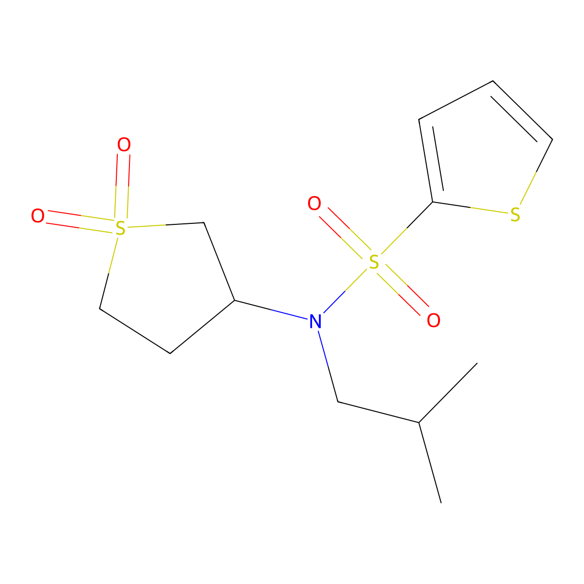 N-(1,1-dioxo-1lambda6-thiolan-3-yl)-N-(2-methylpropyl)thiophene-2-sulfonamide molecular structure, CAS 851458-44-1