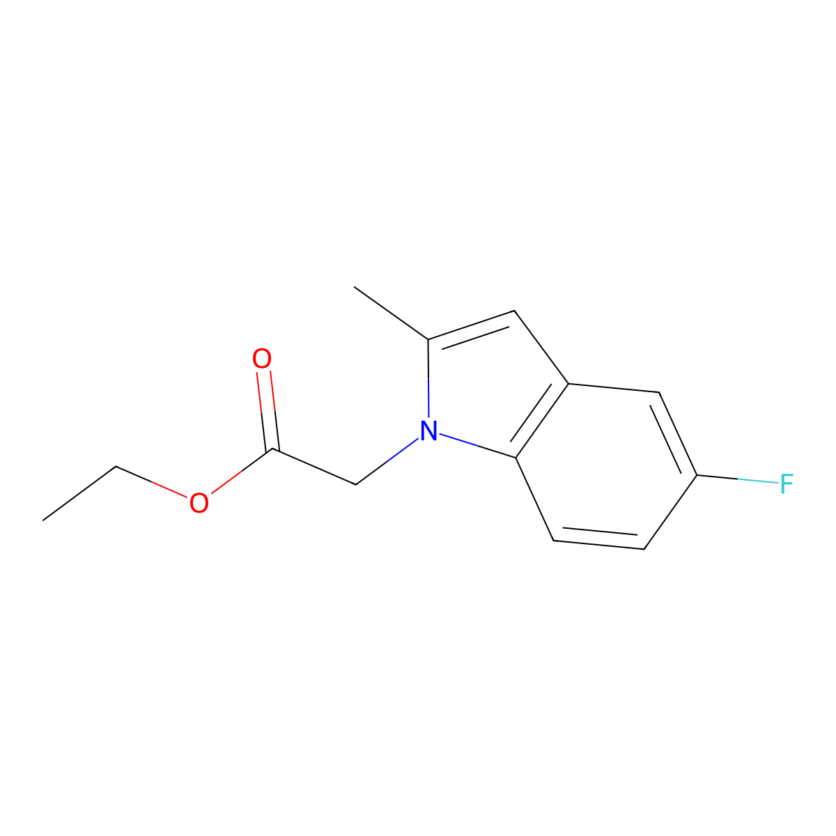 Ethyl 2-(5-fluoro-2-methyl-1H-indol-1-yl)acetate molecular structure, CAS 851460-85-0