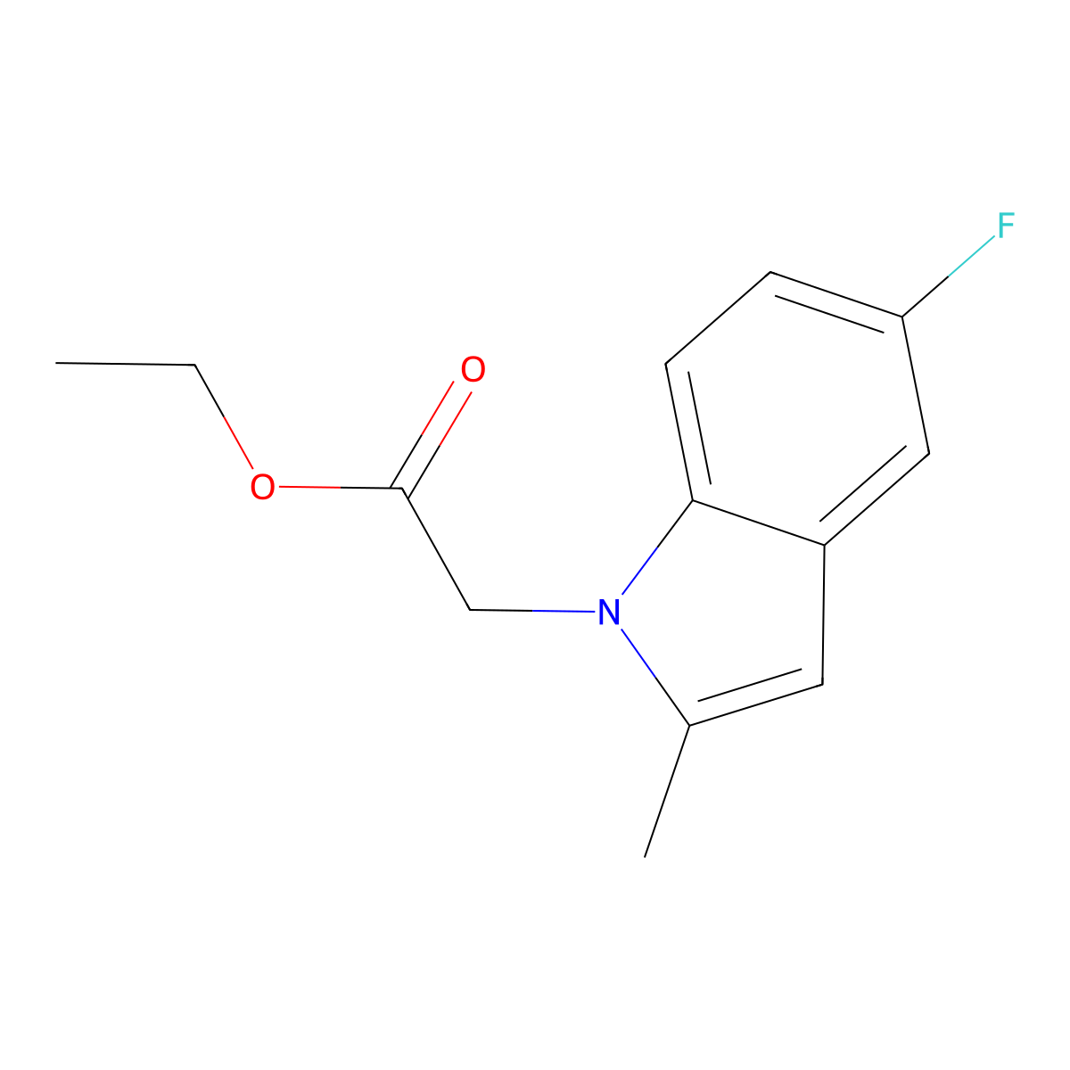 Ethyl 2-(5-fluoro-2-methyl-1H-indol-1-yl)acetate molecular structure, CAS 851460-85-0