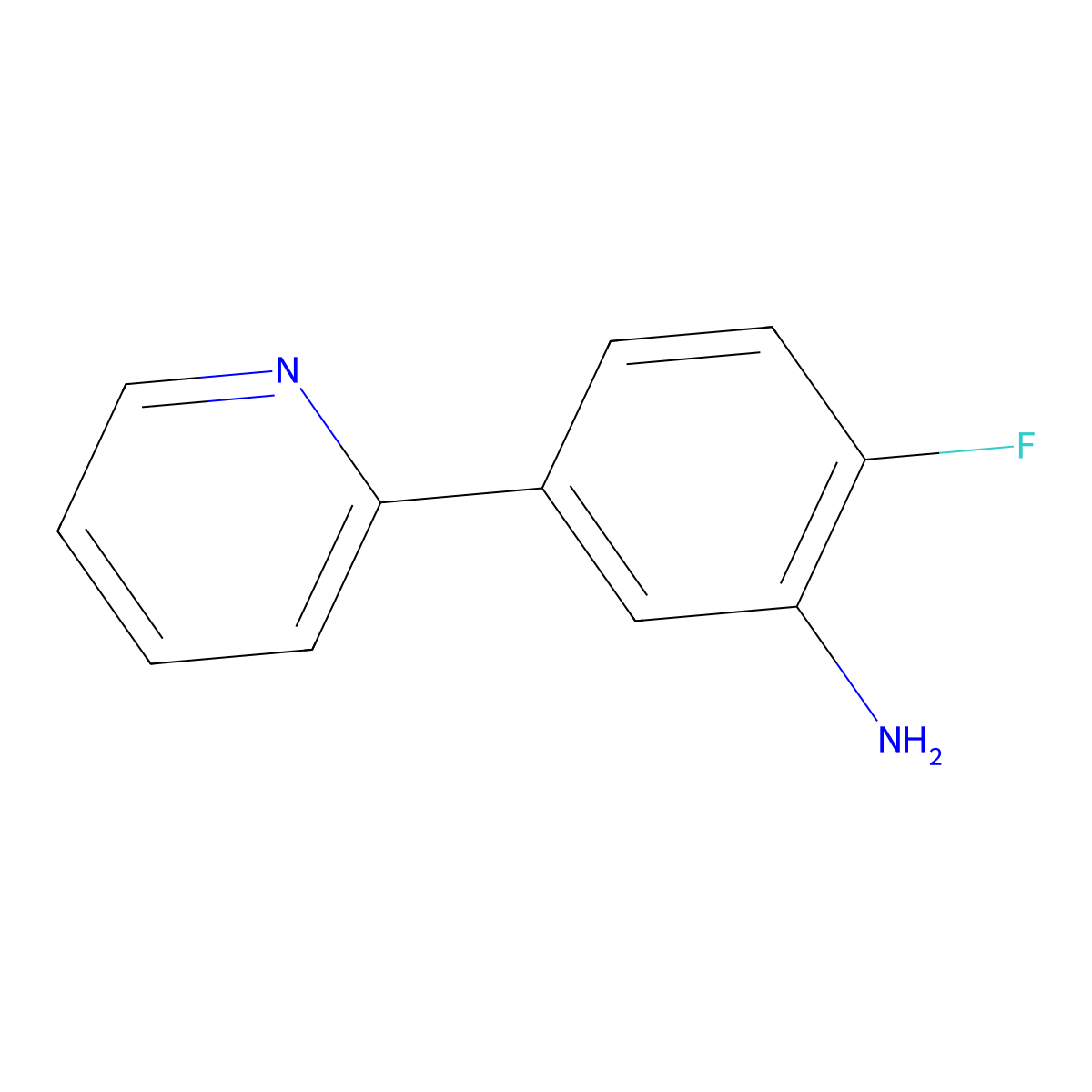 2-Fluoro-5-(pyridin-2-yl)aniline molecular structure, CAS 851462-20-9