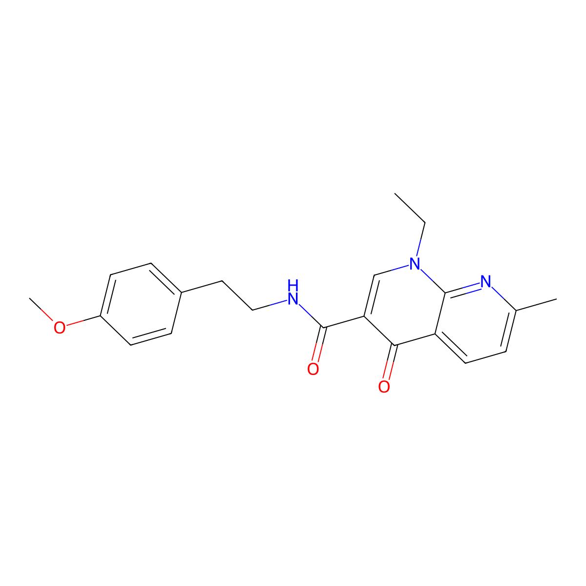 1-ethyl-N~3~-(4-methoxyphenethyl)-7-methyl-4-oxo-1,4-dihydro[1,8]naphthyridine-3-carboxamide molecular structure, CAS 851466-98-3